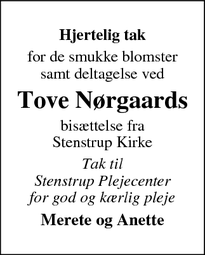 Taksigelsen for Tove Nørgaard - Svendborg