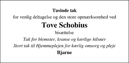 Taksigelsen for Tove Schobiu - Holstebro