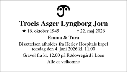 Dødsannoncen for Troels Asger Lyngborg Jorn - 2700