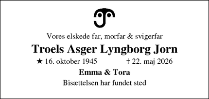 Dødsannoncen for Troels Asger Lyngborg Jorn - 2700