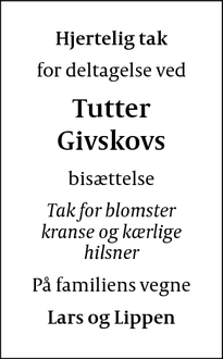 Taksigelsen for Tutter
Givskov - Frederiksværk