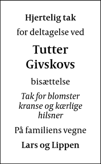 Taksigelsen for Tutter
Givskov - Frederiksværk