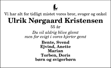 Dødsannoncen for Ulrik Nørgaard Kristensen - Thisted