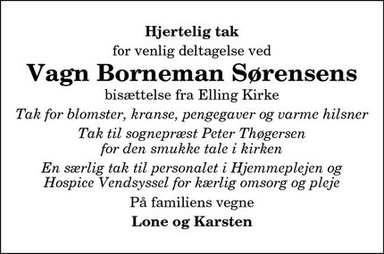 Taksigelsen for Vagn Borneman Sørensen - Frederikshavn