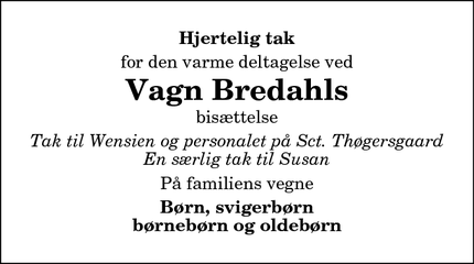 Taksigelsen for Vagn Bredahl - Hurup Thy