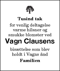 Taksigelsen for Vagn Clausens - Vålse