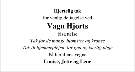 Taksigelsen for Vagn Hjorts - Juelsminde