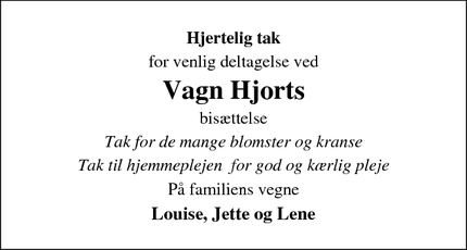 Taksigelsen for Vagn Hjorts - Juelsminde