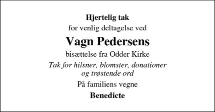 Taksigelsen for Vagn Pedersen - Odder