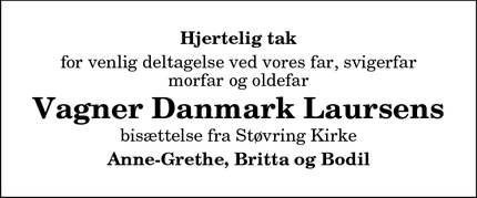 Taksigelsen for Vagner Danmark Laursens - Støvring