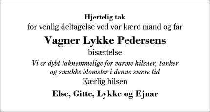 Taksigelsen for Vagner Lykke Pedersens - Herning