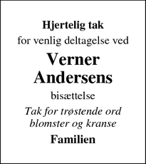 Taksigelsen for Verner Andersens  - Skjern