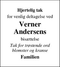 Taksigelsen for Verner Andersens  - Skjern