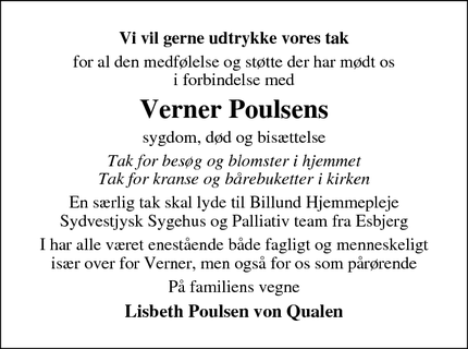 Taksigelsen for Verner Poulsens - Billund
