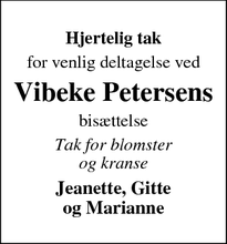 Taksigelsen for Vibeke Petersens - Roskilde