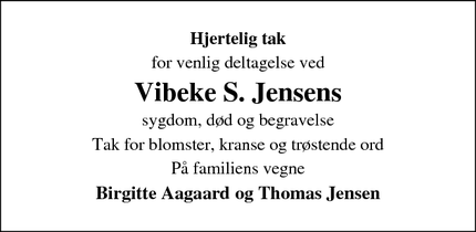 Taksigelsen for Vibeke S. Jensens - Isenvad