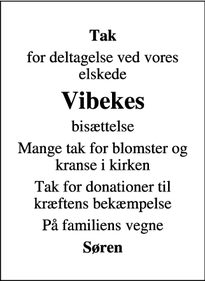 Taksigelsen for Vibekes - Vesterlund