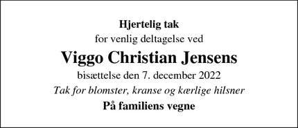 Taksigelsen for Viggo Christian Jensen - Varnæs