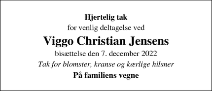 Taksigelsen for Viggo Christian Jensen - Varnæs
