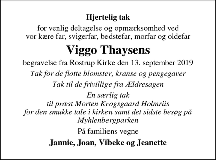 Taksigelsen for Viggo Thaysens - Arden