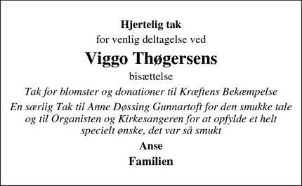 Taksigelsen for Viggo Thøgersens - Nibe