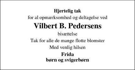 Taksigelsen for Vilbert B. Pedersens - Glyngøre