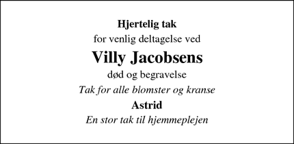 Taksigelsen for Villy Jacobsens - Vorgod
