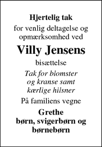 Taksigelsen for Villy Jensen - Løgstrup