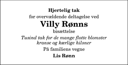 Taksigelsen for Villy Rønn - Hirtshals