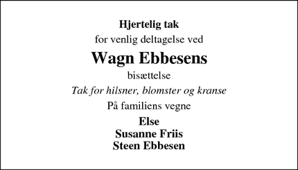 Taksigelsen for Wagn Ebbesen - Fredericia