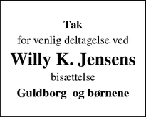 Taksigelsen for Willy K. Jensens  - Nyborg