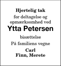 Taksigelsen for Ytta Petersen - Stubbekøbing 